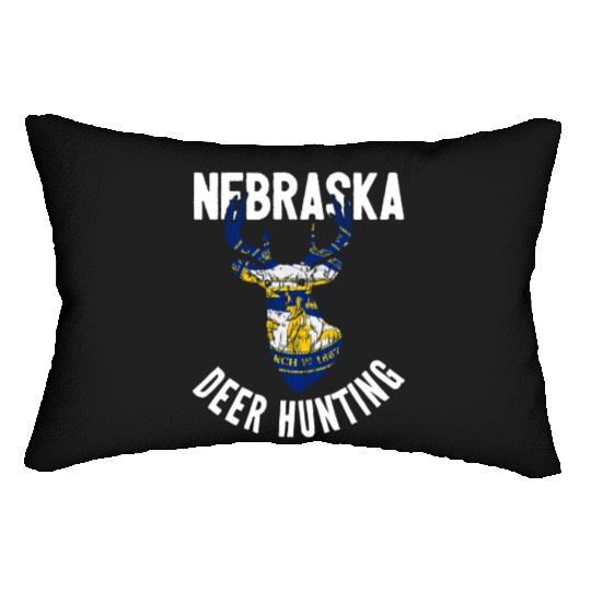 Nebraska Deer Hunting Buck Stag Hunter Lumbar Pillows