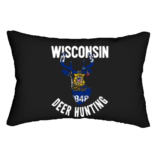 Wisconsin Deer Hunting Buck Stag Hunter Lumbar Pillows