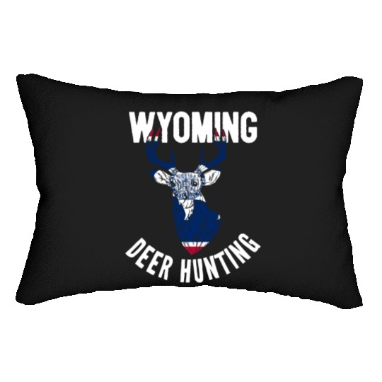 Wyoming Deer Hunting Buck Stag Hunter Lumbar Pillows