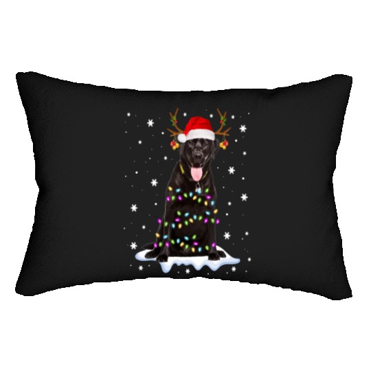 Black Lab Labrador Christmas Tree Light Pajama Dog Lumbar Pillows