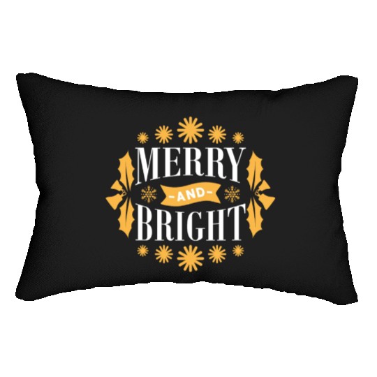 Merry And Bright Snowflakes Mistletoe Xmas Holiday Lumbar Pillows