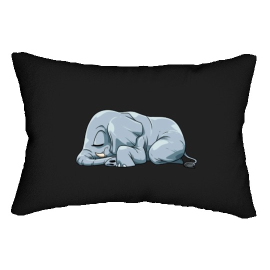 Cute Sleeping Elephant for a Elephant Lover Lumbar Pillows