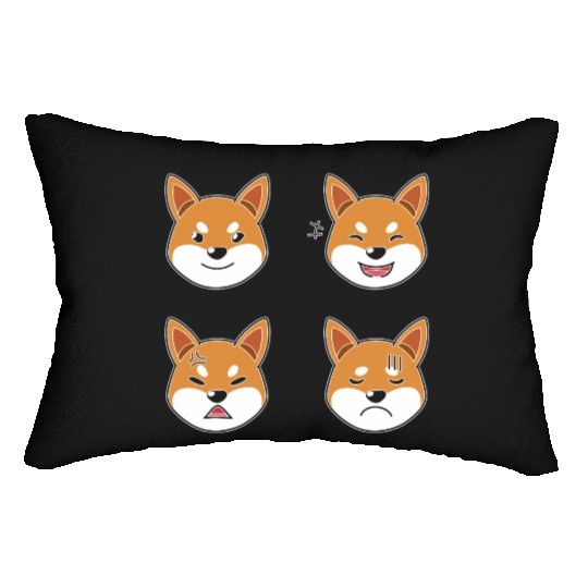 Funny Shiba Inu Dog Cartoon Faces Lumbar Pillows