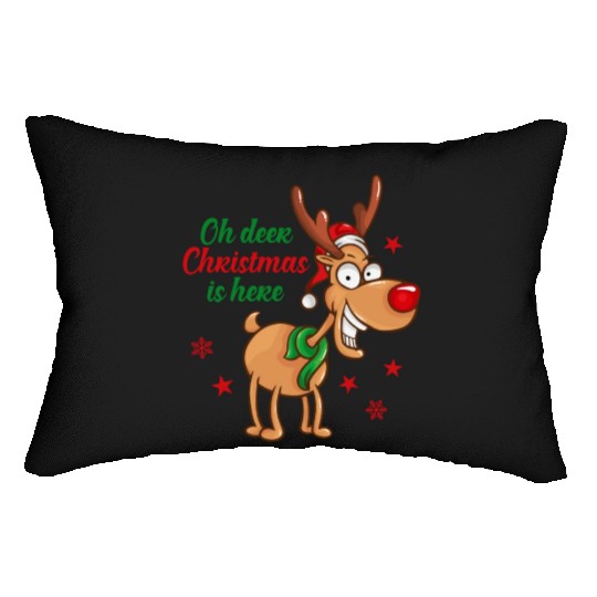 Reindeer Rudolph deer Christmas Is Here Lumbar Pillows