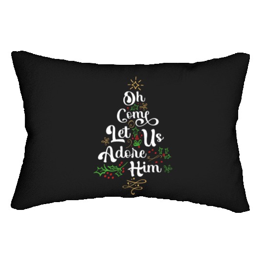 Oh Come Let Us Adore Him Jesus Family Christian Lumbar Pillows