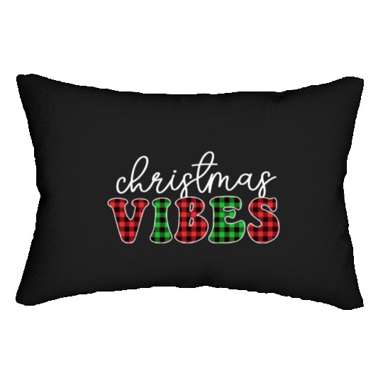 Christmas Vibes Buffalo Plaid Retro Christmas Lumbar Pillows