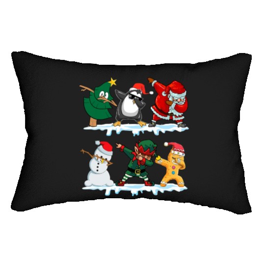Dabbing Santa Elf Friends Funny Christmas Dabs Lumbar Pillows