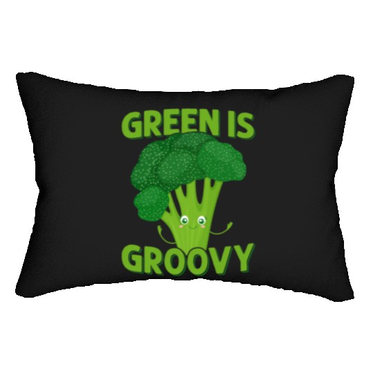 Green Is Groovy Broccoli Vegetable Lumbar Pillows