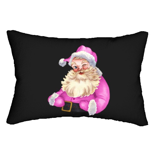 Retro Pink Santa Claus-Retro Pink Santa Claus Wate Lumbar Pillows