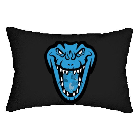 Dragon Face Military Blue Lumbar Pillows