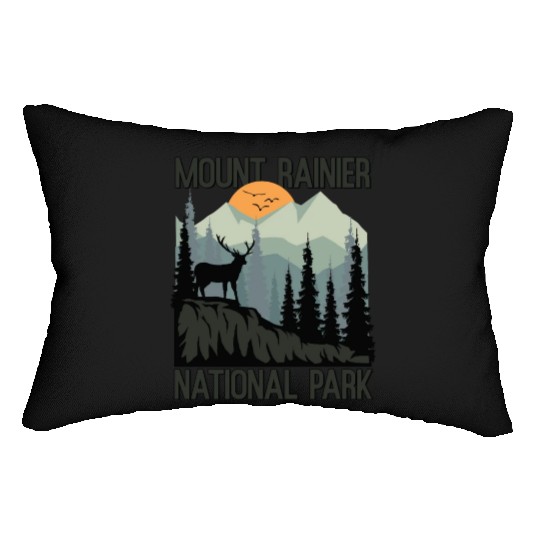 Mount Rainier National Park Mountains Deer Lumbar Pillows