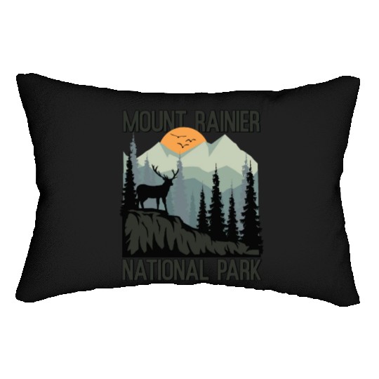 Mount Rainier National Park Mountains Deer Lumbar Pillows