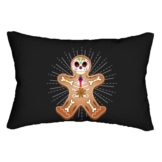 Gingerbread man Sugar Skull decor for Christmas Lumbar Pillows