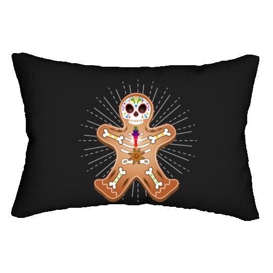 Gingerbread man Sugar Skull decor for Christmas Lumbar Pillows