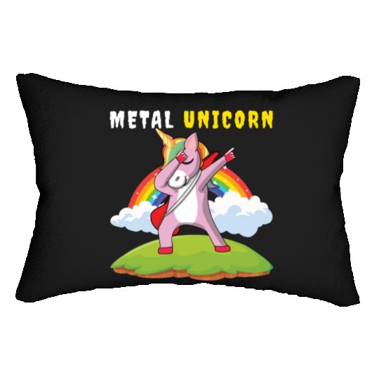 Dabbing Unicorn Rainbow Metal Music Heavy Rock Lumbar Pillows