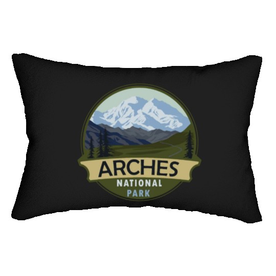 Cool Vintage Retro Arches National Park Mountain Lumbar Pillows