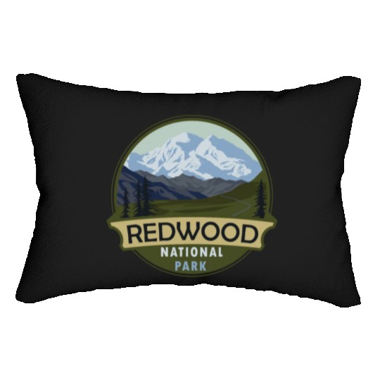 Cool Vintage Retro Redwood National Park Mountain Lumbar Pillows
