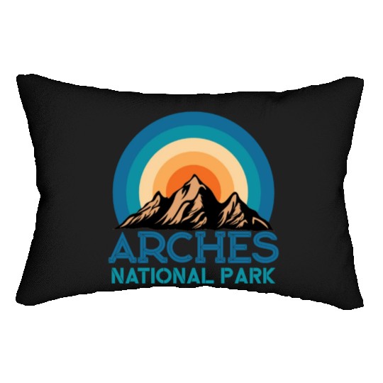 Cool Vintage Retro Arches National Park Mountain Lumbar Pillows