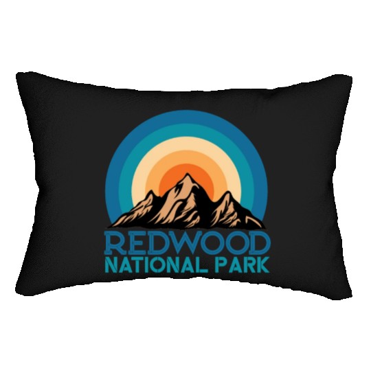 Cool Vintage Retro Redwood National Park Mountain Lumbar Pillows