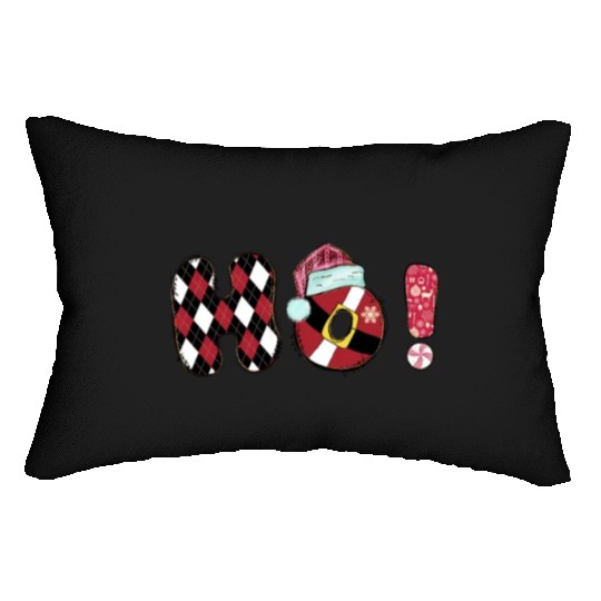 Xmas Christmas Ho Santa Claus Buffalo Plaid Lumbar Pillows