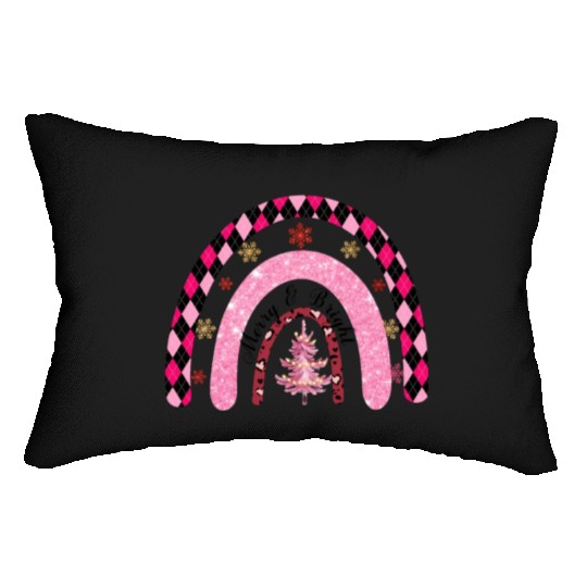 Xmas Christmas Merry and Bright Snowflakes Lumbar Pillows