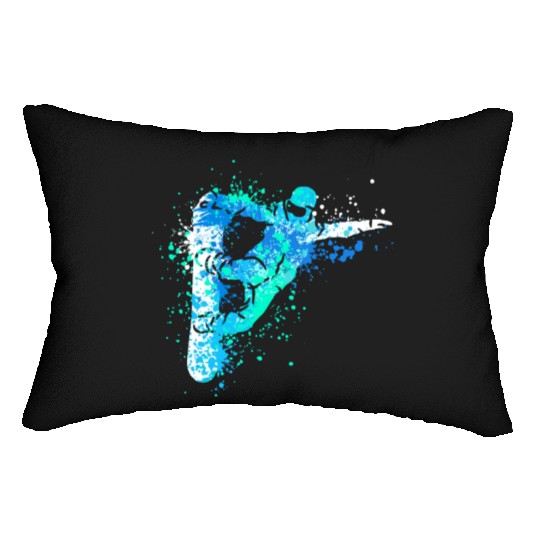 Splash Art Winter Sports Snowboarder Lumbar Pillows