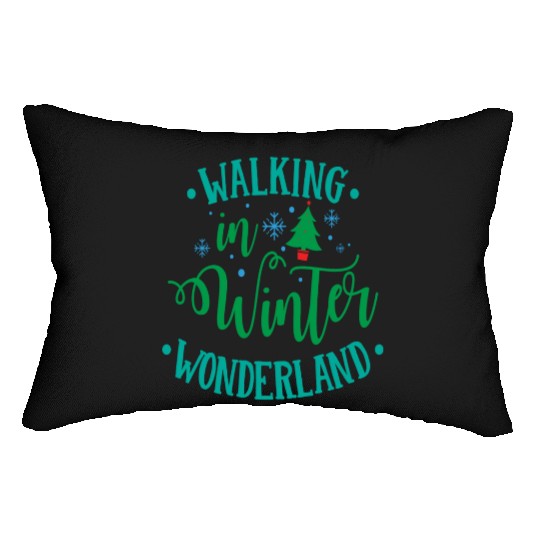Green Blue Christmas Quote Lumbar Pillows