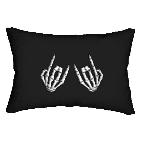 Skeletal rock on sign - rock and roll Lumbar Pillows
