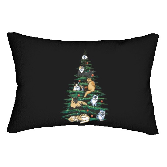 Cat Cats Christmas Tree Pajama Lights Holidays Lumbar Pillows