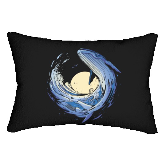 Big whale sea sailing Big whale sea sailing inspir Lumbar Pillows