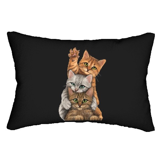 cute little Cats playing Wall lovers kitty kittens Lumbar Pillows