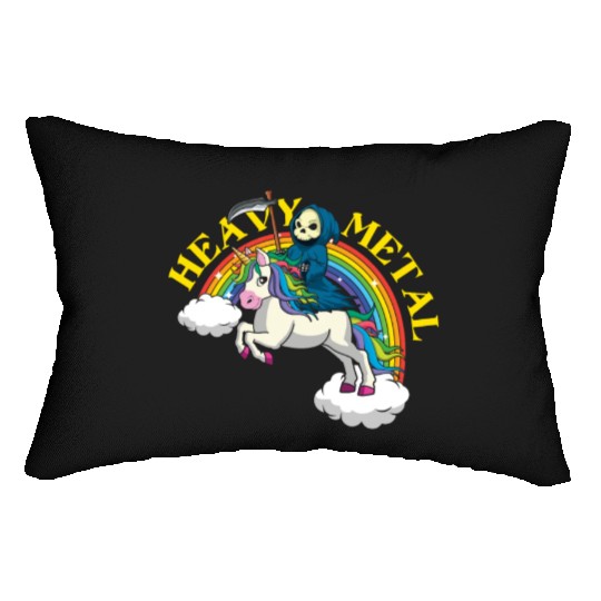 Skeleton Unicorn Rainbow Metal Music Heavy Rock Lumbar Pillows
