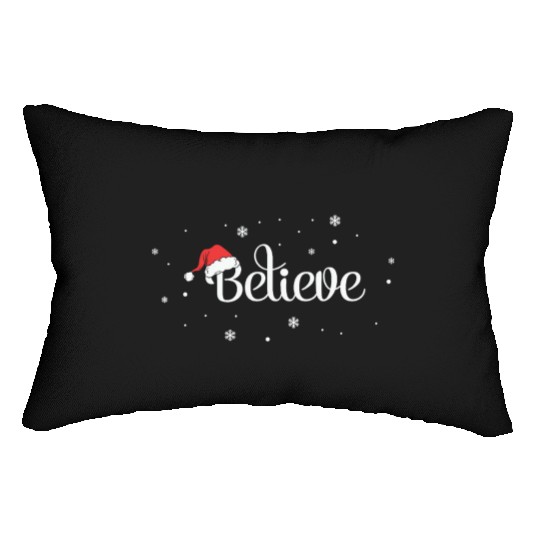 Xmas Christmas Believe Snowflakes Santa Hat Lumbar Pillows