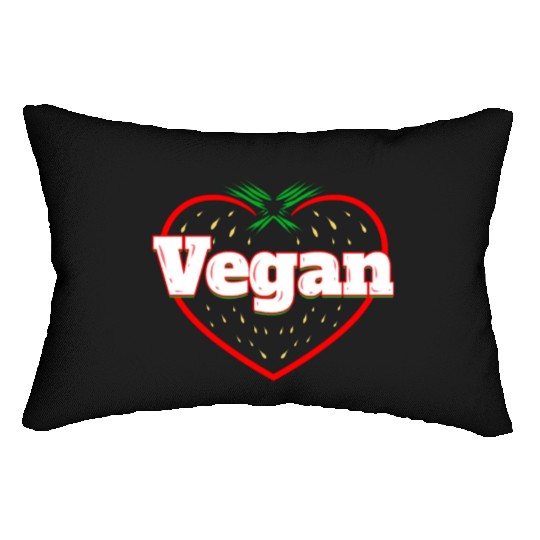 Strawberry Logo For Vegetarians - Go Vegan Lumbar Pillows
