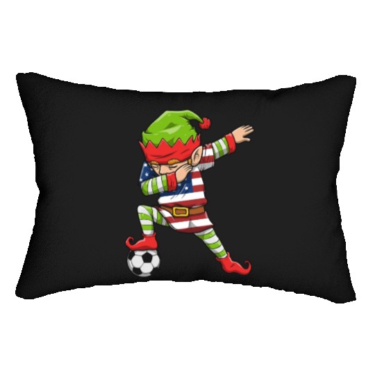 Soccer Boy Dabbing Elf Squad Christmas Jersey Lumbar Pillows