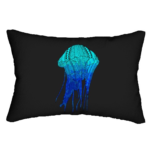 Cool Ocean Blue Tribal Jellyfish Lumbar Pillows
