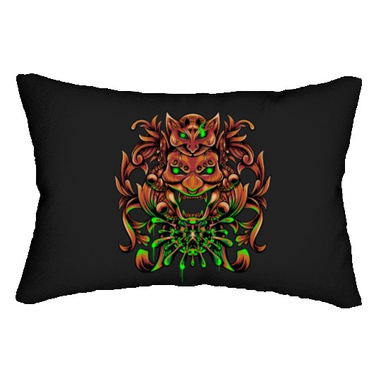 Bronze Neon Oni Mask Lumbar Pillows