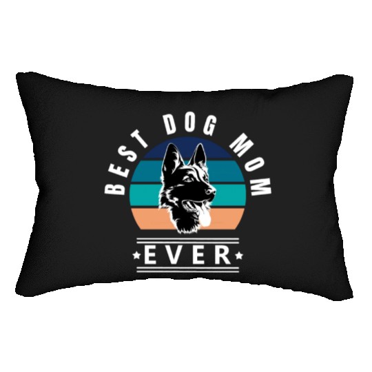 Best dog mom ever retro vintage sunset w Lumbar Pillows