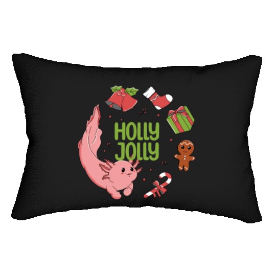 Holly Jolly Axolotl Lumbar Pillows