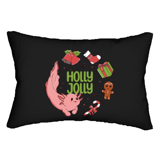 Holly Jolly Axolotl Lumbar Pillows