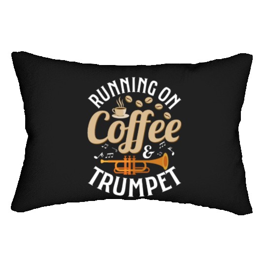 Running On Coffee & Trumpet Trumpeter Player Lumbar Pillows