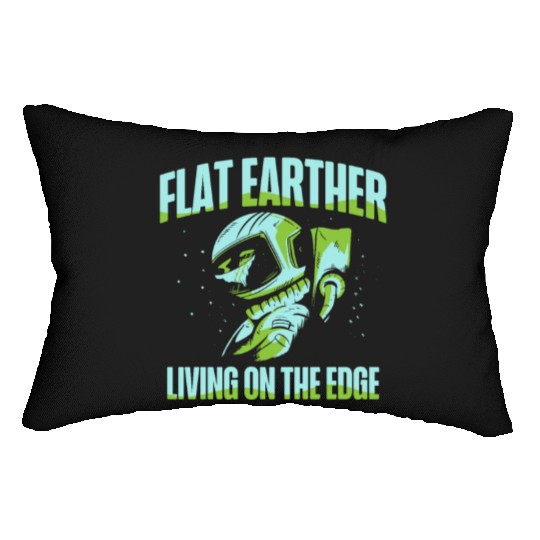 Flat Earther Living On The Edge Flat Earth Society Lumbar Pillows