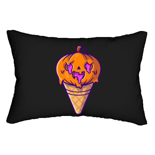 Ice cream pumpkin halloween it snow Lumbar Pillows