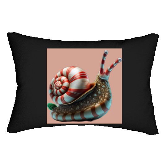 Candy Cane Christmas red and white striped Snail Lumbar Pillows