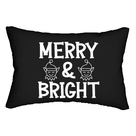 Merry and bright Christmas holiday festive seasons Lumbar Pillows