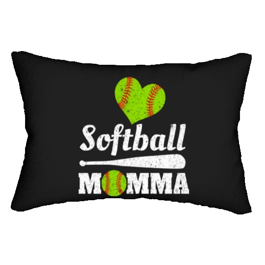 Softball Momma Mother's Day Ball Sports Mom Mommy Lumbar Pillows