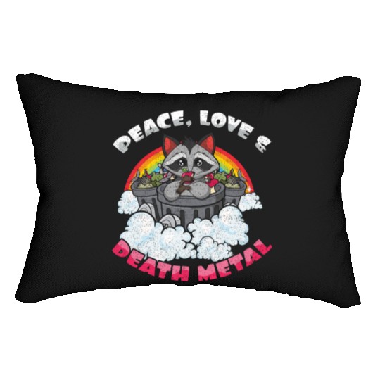 Racoon Love Peace Metal Music Heavy Rock Lumbar Pillows