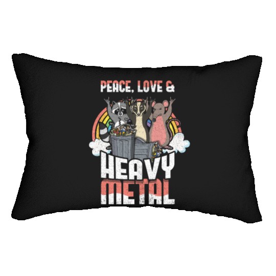 Rock Love Peace Metal Kid Music Heavy Trash Racoon Lumbar Pillows