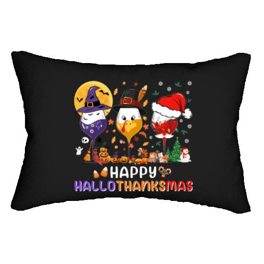 Hallothanksmas Halloween Thanksgiving Christmas Lumbar Pillows