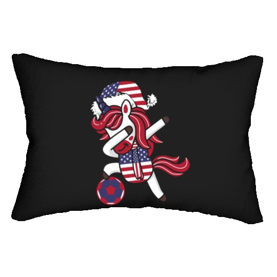 Soccer Girl Dabbing Unicorn Christmas Hat Scarf Lumbar Pillows